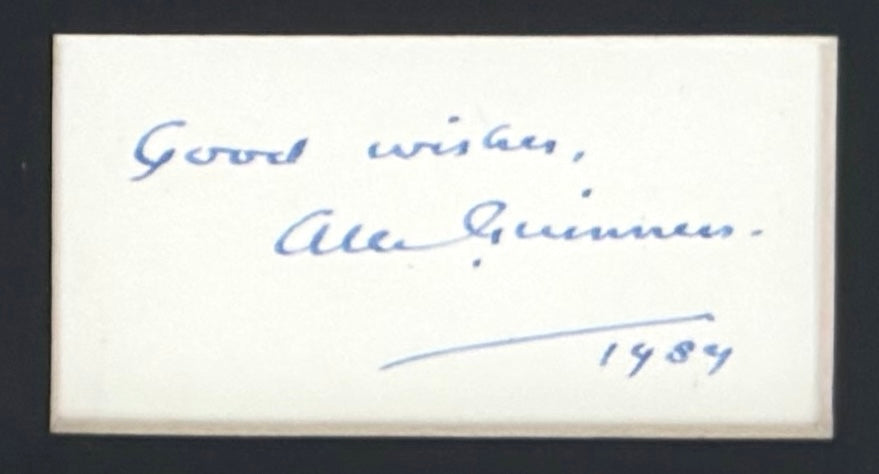 Sir Alec Guiness, Actor, Hand Signed Card With Photo Presentation & COA
