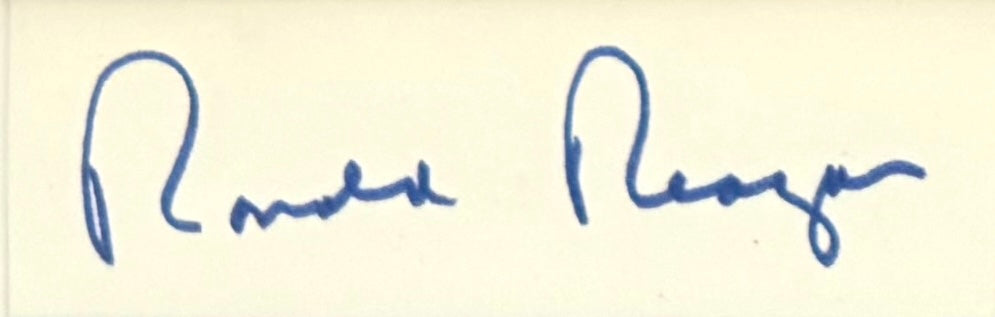 Ronald Reagan, Former U.S President, Hand Signed Card With Photo Presentation, With COA