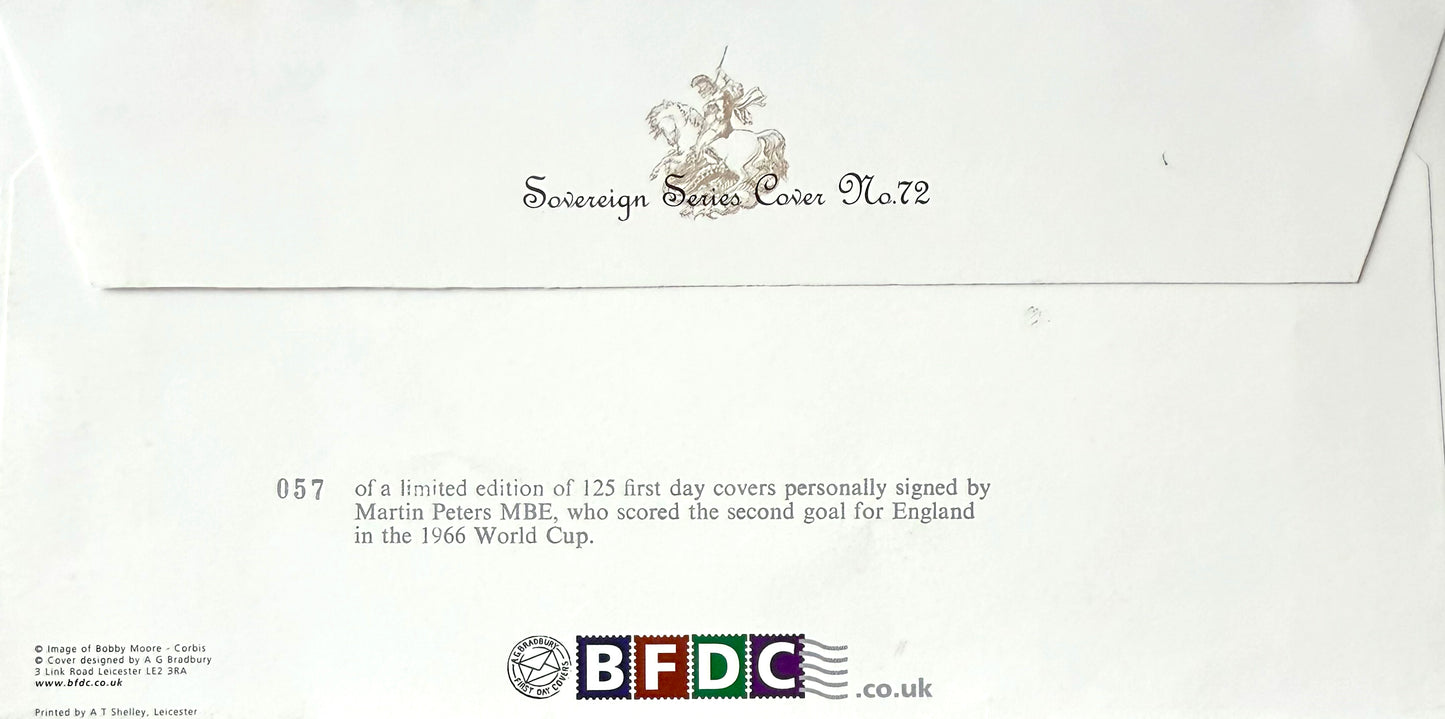 Martin Peters Hand Signed 1966 40 Year Anniversary FDC, First Day Cover, & COA