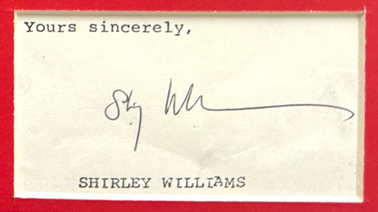 Shirley Williams, Labour, SDP, Lib Dems Politician, Hand Signed Card, With Photo & COA