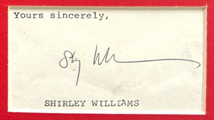 Shirley Williams, Labour, SDP, Lib Dems Politician, Hand Signed Card, With Photo & COA
