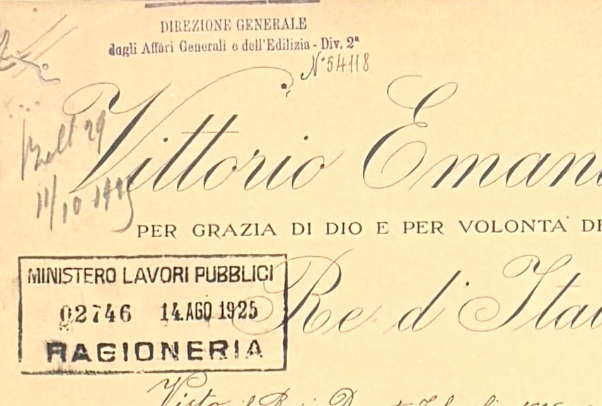 Benito Mussolini, Former Italian WWII Fascist Dictator, King Vitotio Emanuele III Hand Signed Warrant & COA