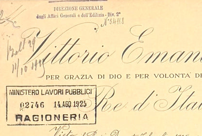 Benito Mussolini, Former Italian WWII Fascist Dictator, King Vitotio Emanuele III Hand Signed Warrant & COA