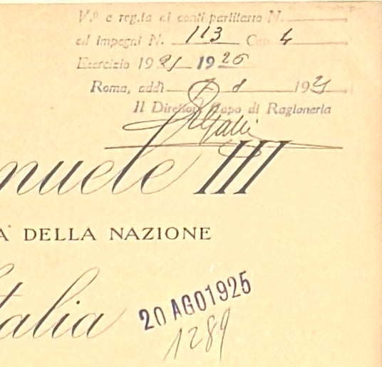 Benito Mussolini, Former Italian WWII Fascist Dictator, King Vitotio Emanuele III Hand Signed Warrant & COA