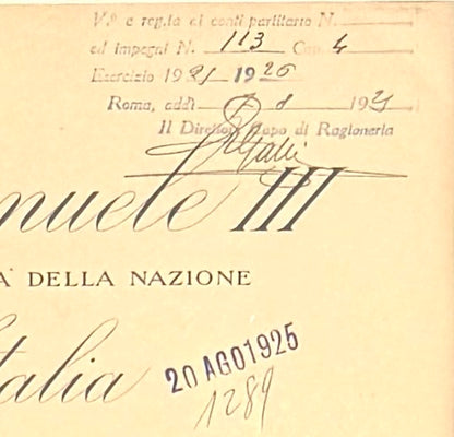 Benito Mussolini, Former Italian WWII Fascist Dictator, King Vitotio Emanuele III Hand Signed Warrant & COA