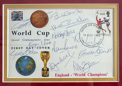 England 1966 (including Moore) Full Team Hand Signed FDC First Day Cover & COA