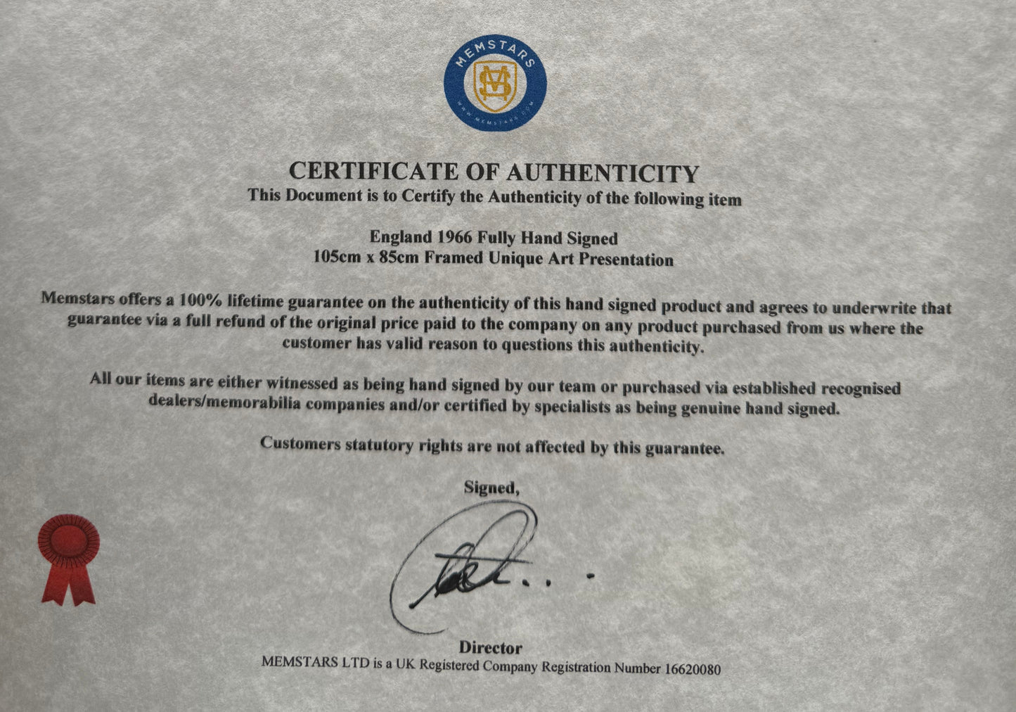 England 1966 SUPER RARE Full Team (11) Hand Signed Art Presentation & COA