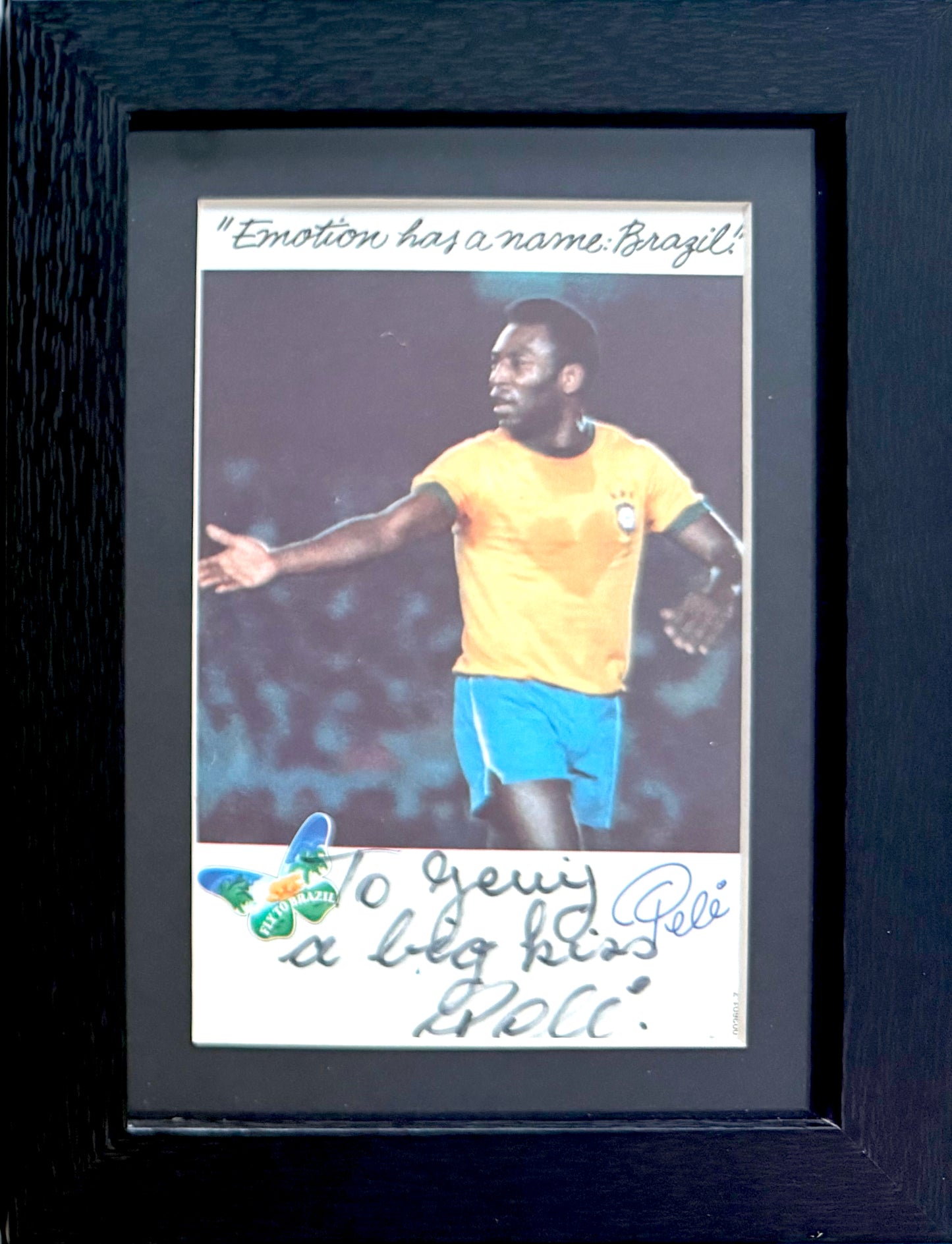 Pele, Brazil, Santos, Footballing Legend, Hand Signed Framed 20cm x 15cm Publicity Card & COA
