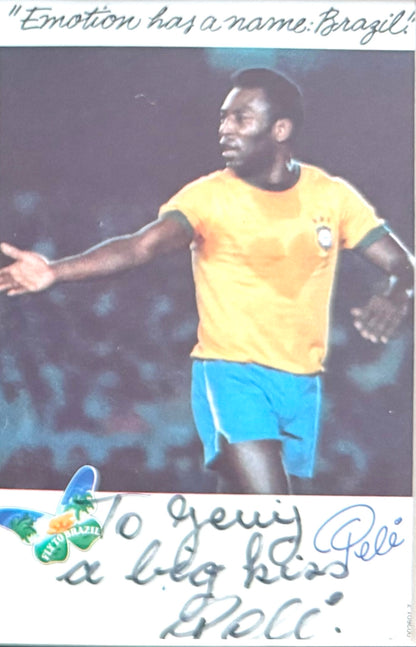 Pele, Brazil, Santos, Footballing Legend, Hand Signed Framed 20cm x 15cm Publicity Card & COA