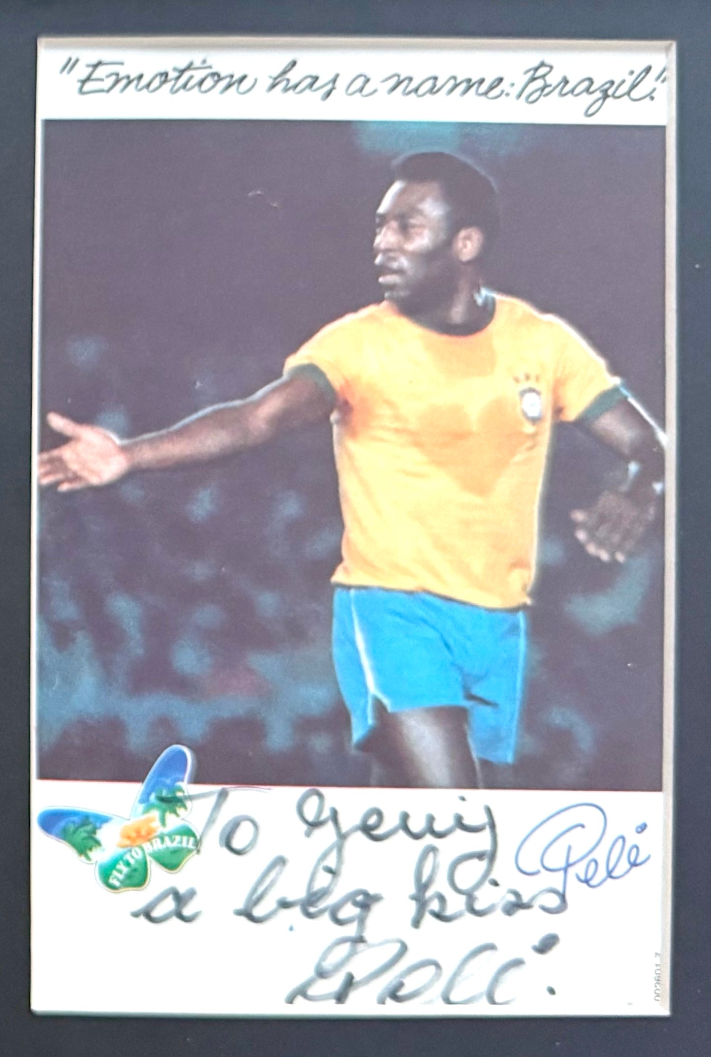 Pele, Brazil, Santos, Footballing Legend, Hand Signed Framed 20cm x 15cm Publicity Card & COA