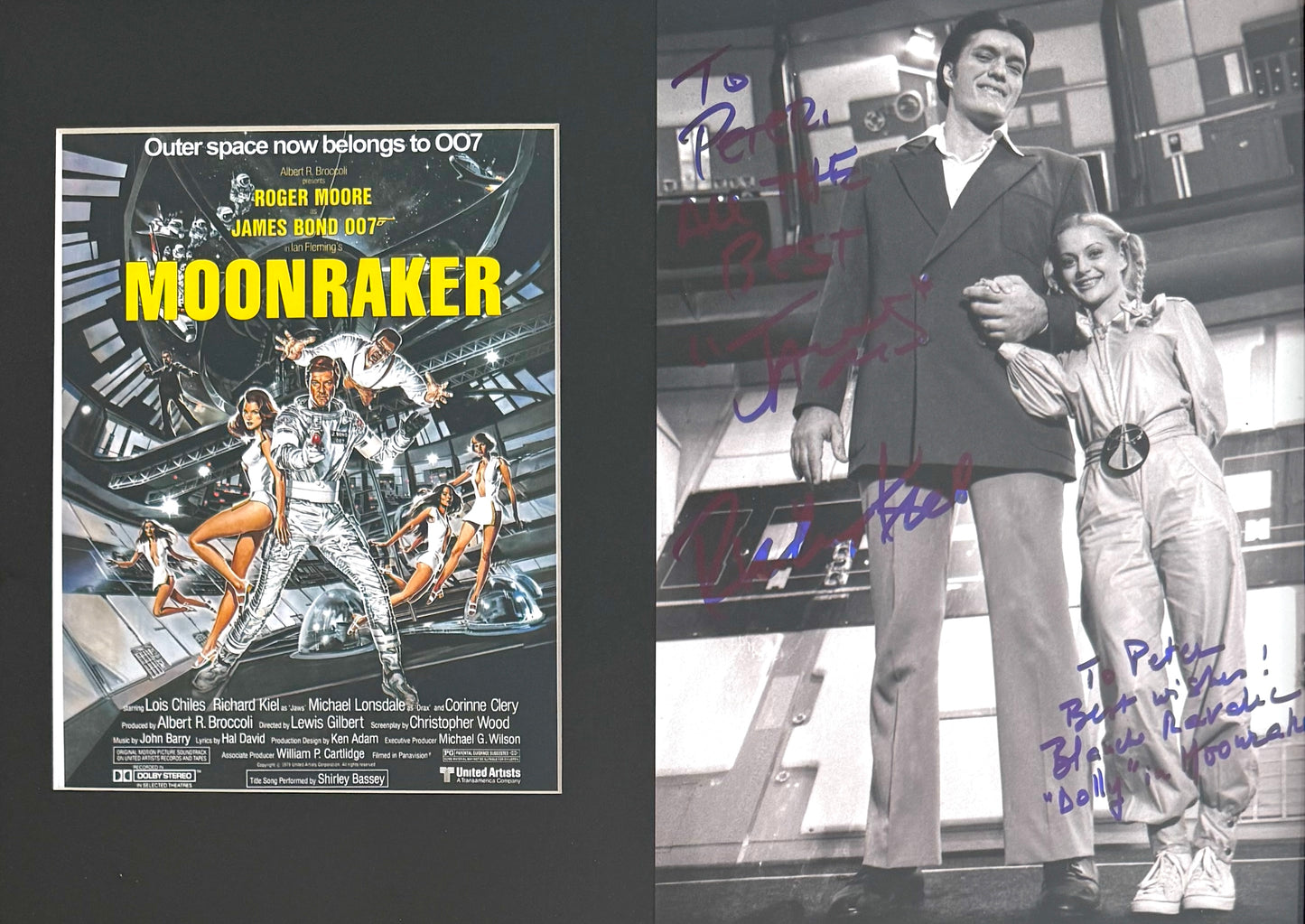 Richard Kiel 'Jaws' & Blanche Ravalec 'Dolly' Moonraker Dual Hand Signed Photo & COA