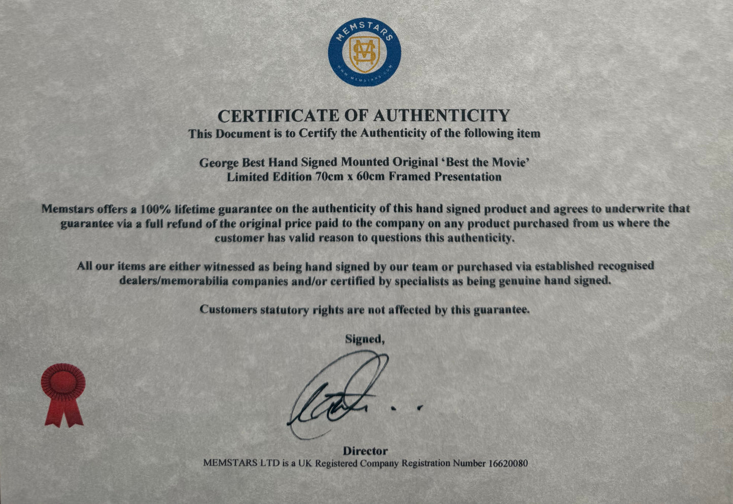 George Best, Manchester United Legend, Stunning Hand Signed Poster Presentation & COA