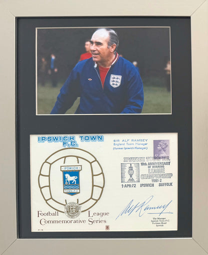 Alf Ramsey, England 1966 World Cup Legend, Hand Signed Ipswich Town FDC Presentation & COA