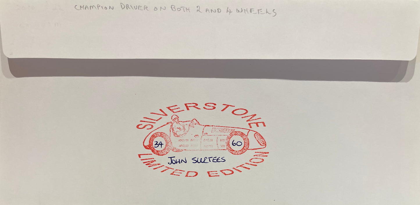 JOHN SURTEES FORMER F1 WORLD CHAMPION SIGNED FIRST DAY COVER WITH COA