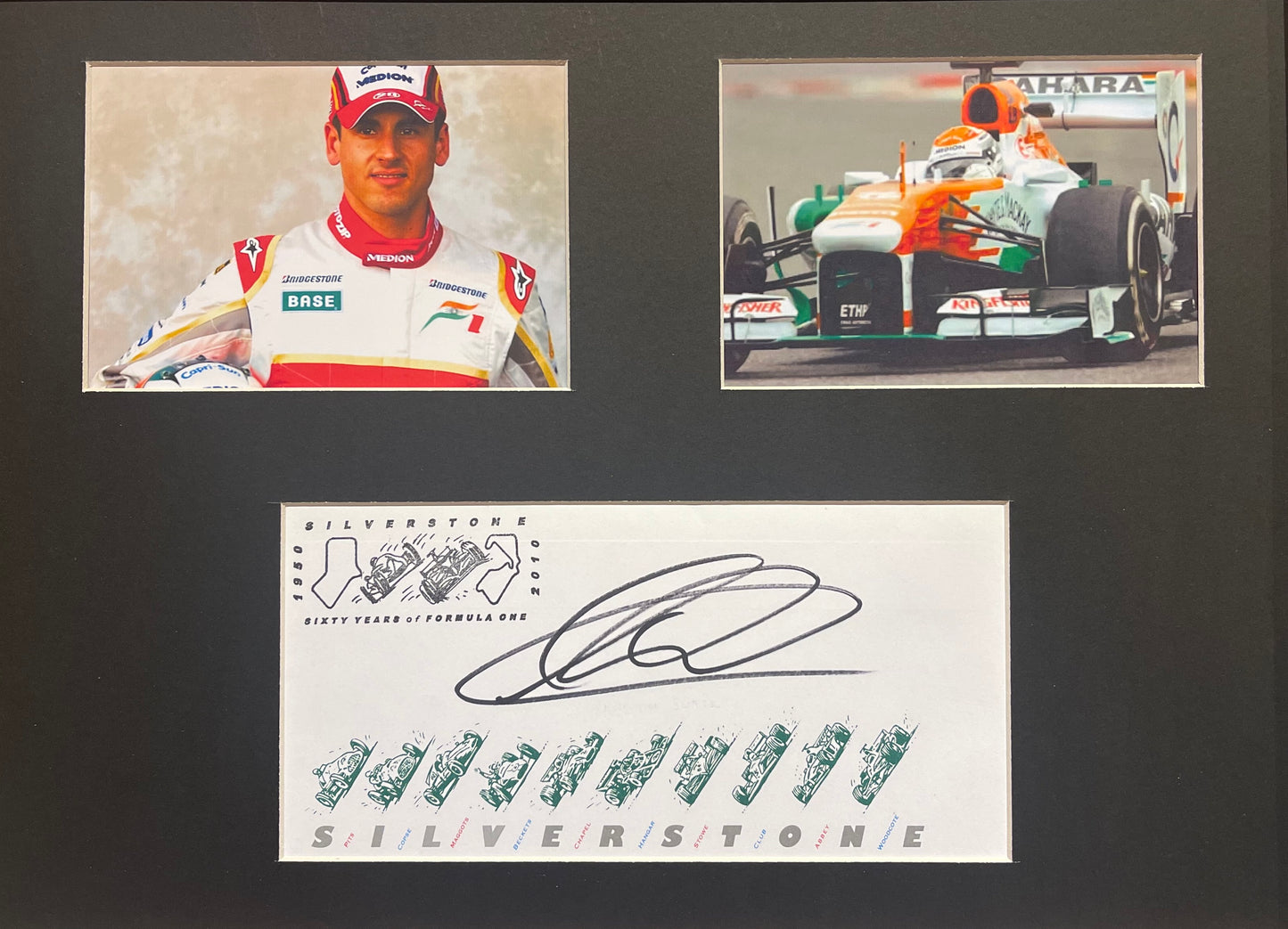 ADRIAN SUTIL HAND SIGNED FRAMED (16' X 12') FIRST DAY COVER PRESENTATION WITH COA