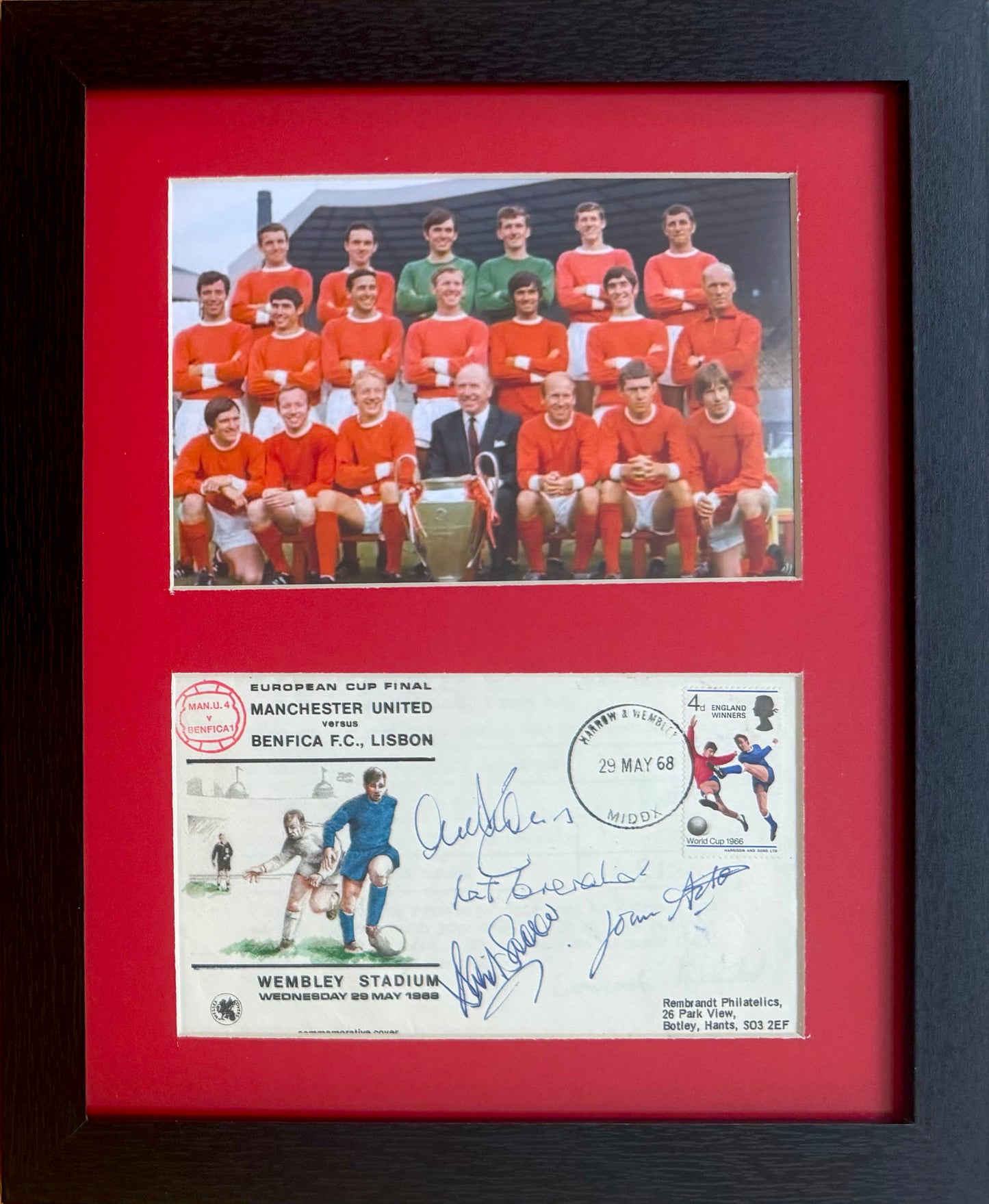 1968 Manchester United European Cup Legends, Multi-Hand Signed FDC Presentation
