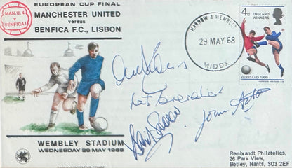 1968 Manchester United European Cup Legends, Multi-Hand Signed FDC Presentation