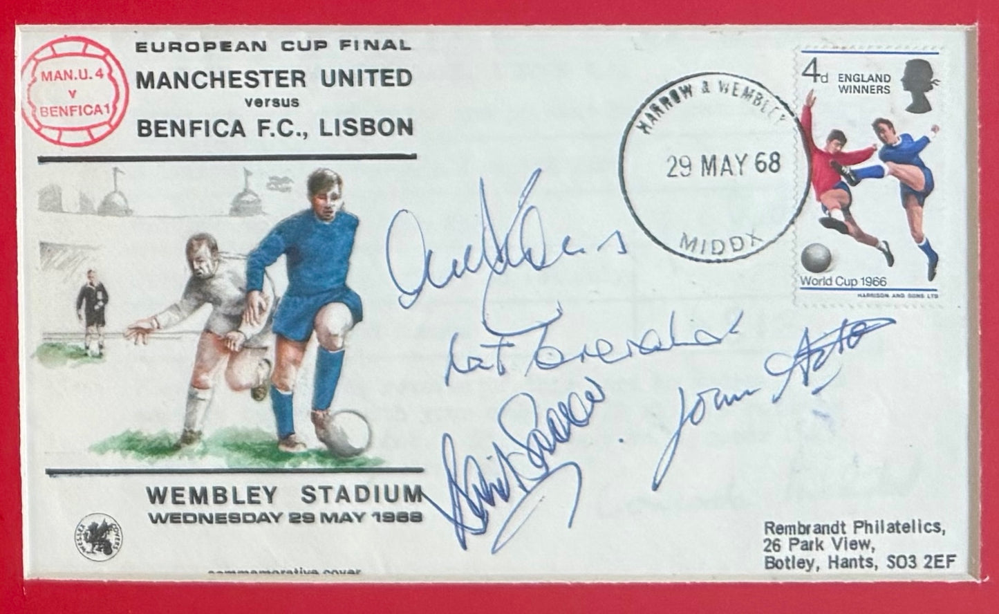 1968 Manchester United European Cup Legends, Multi-Hand Signed FDC Presentation