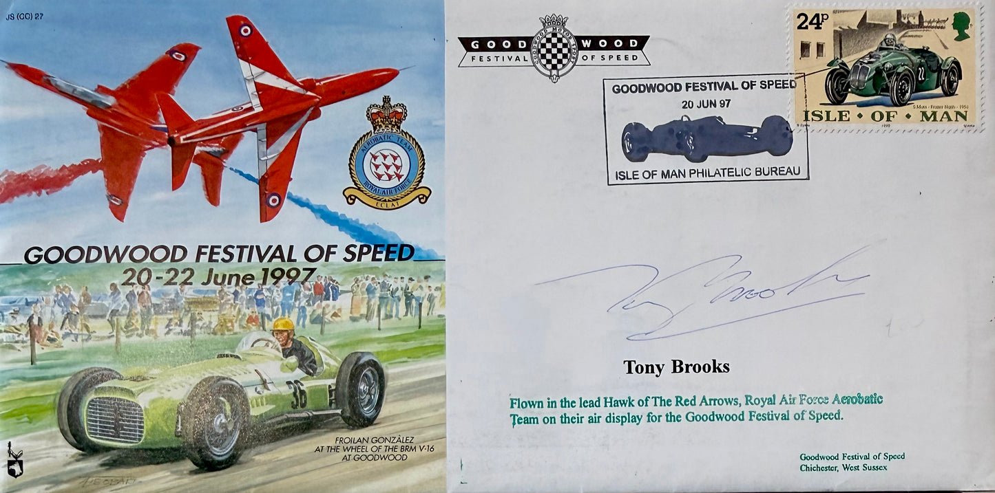 Tony Brooks, Iconic Ferrari Formula 1 Driver, Hand Signed FDC, First Day Cover