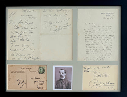 J.M. Barrie, Peter Pan Author,  Guaranteed, Hand Signed Written Letter Presentation With COA