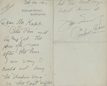 J.M. Barrie, Peter Pan Author,  Guaranteed, Hand Signed Written Letter Presentation With COA