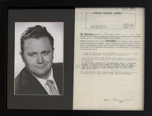 Sir Harry Secombe, Hand Signed Framed 40cm x 30cm Original Contract & COA
