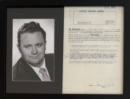 Sir Harry Secombe, Hand Signed Framed 40cm x 30cm Original Contract & COA
