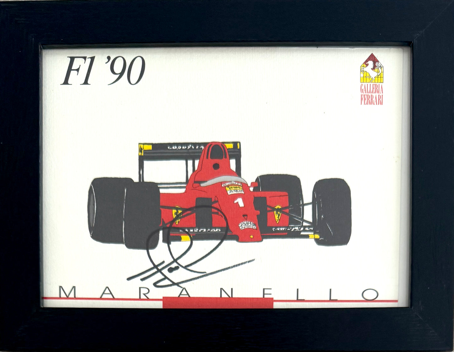Nigel Mansell, Hand Signed Framed (15cm x 10cm) Ferrari Postcard Presentation & COA