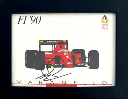 Nigel Mansell, Hand Signed Framed (15cm x 10cm) Ferrari Postcard Presentation & COA