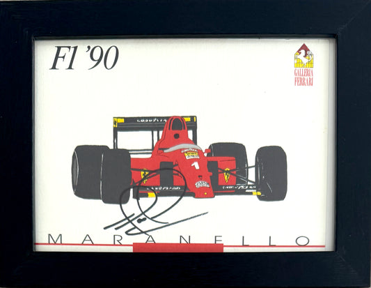 Nigel Mansell, Hand Signed Framed (15cm x 10cm) Ferrari Postcard Presentation & COA