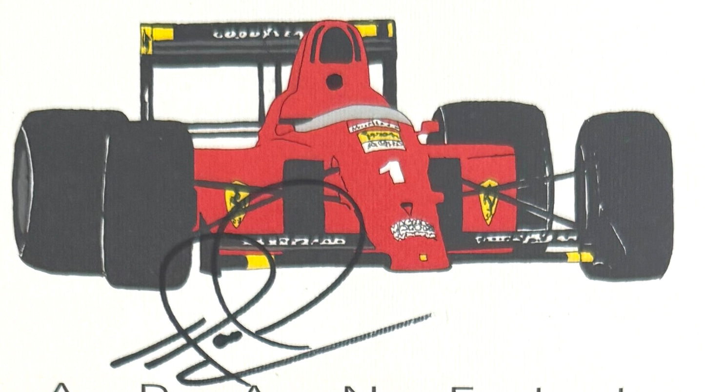 Nigel Mansell, Hand Signed Framed (15cm x 10cm) Ferrari Postcard Presentation & COA
