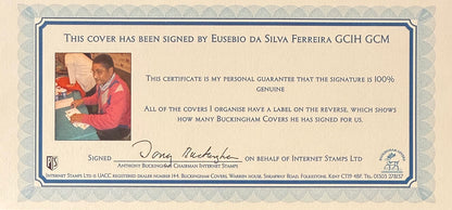 Eusebio, Benfica, Portugal Legend, Stunning Hand Signed FDC Presentation With COA