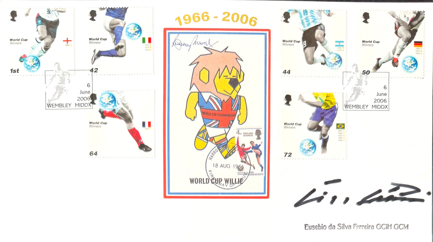Eusebio, Benfica, Portugal Legend, Stunning Hand Signed FDC Presentation With COA