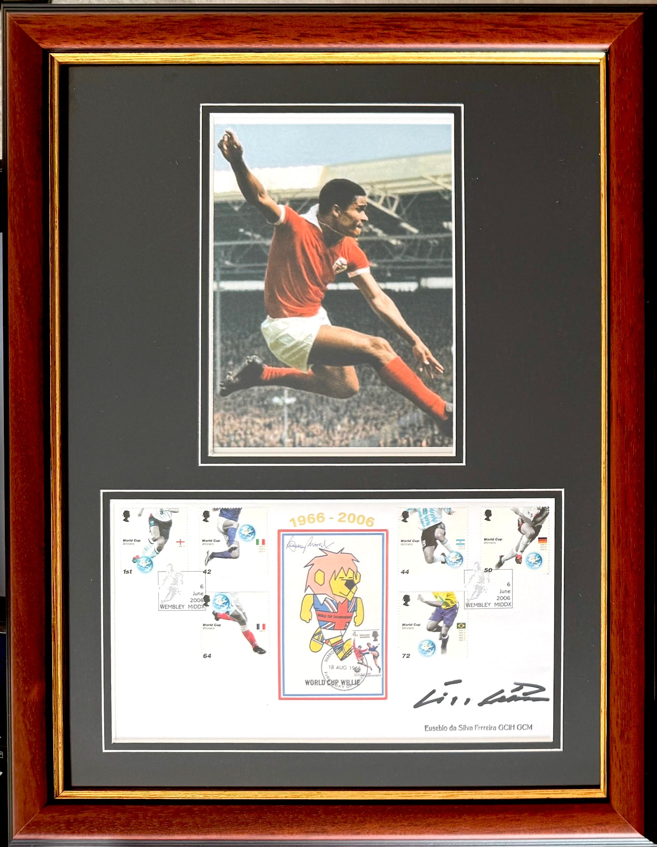 Eusebio, Benfica, Portugal Legend, Stunning Hand Signed FDC Presentation With COA