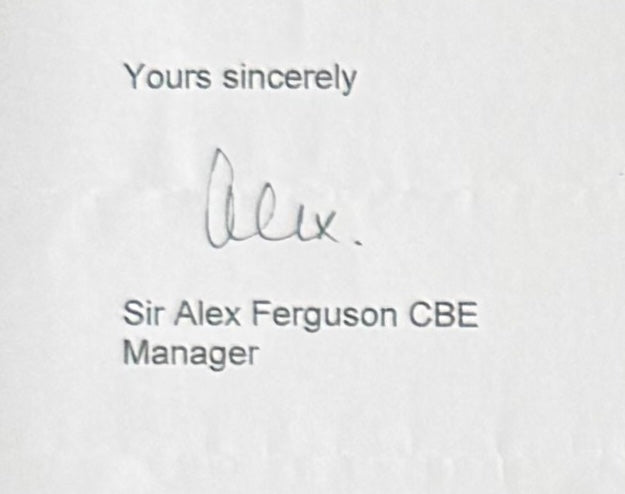 Sir Alex Ferguson, Manchester United Legend, Hand Signed Letter, Photo Presentation & COA