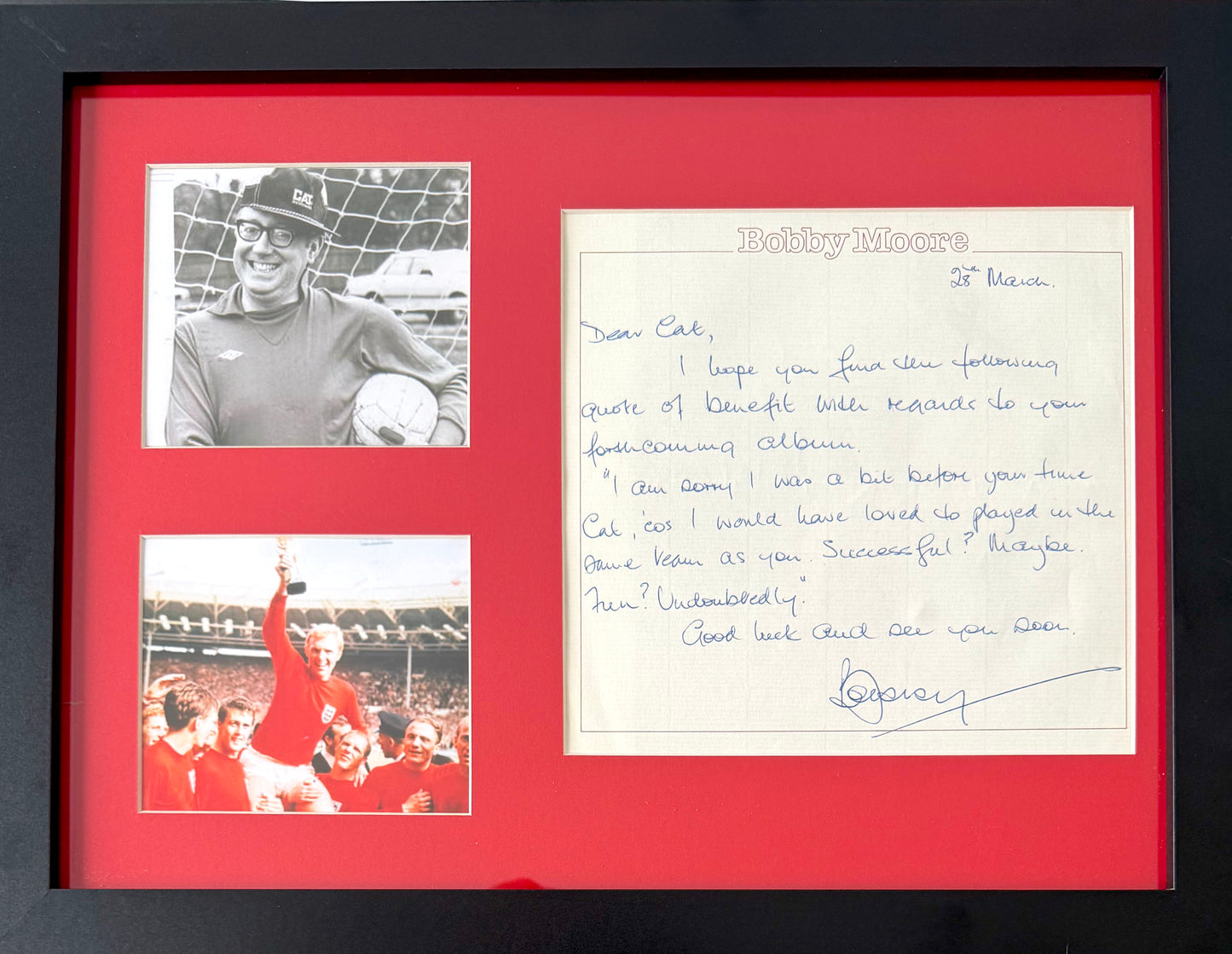 Bobby Moore, England 1966 Legend, Guaranteed Hand Signed Letter Presentation & COA
