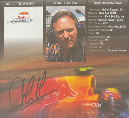 Christian Horner, Red Bull, Hand Signed Framed 25cm x 20cm, Magazine Photo & COA