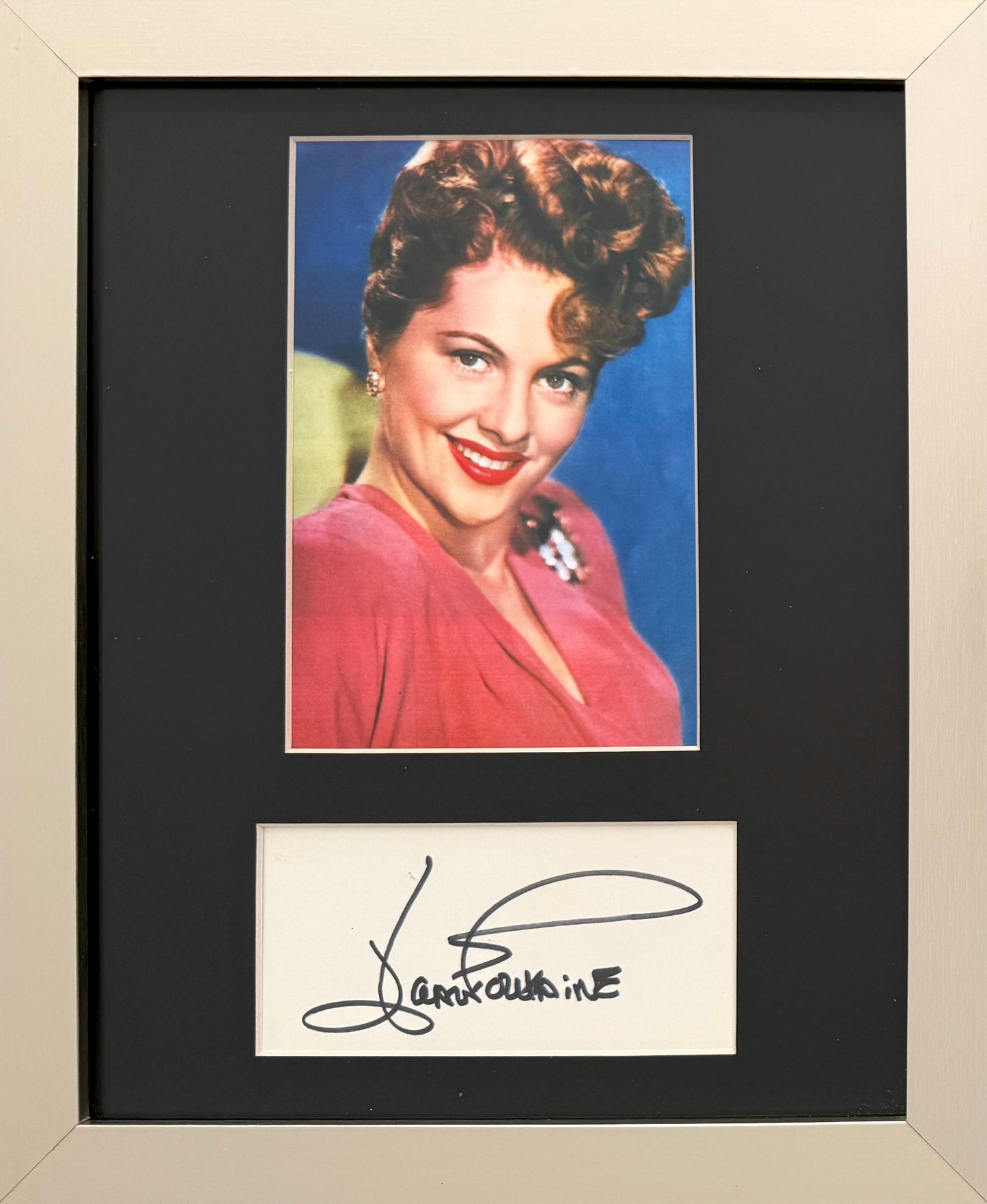 Joan Fontaine, Actress, Hand Signed Original Card and Photo Presentation & COA