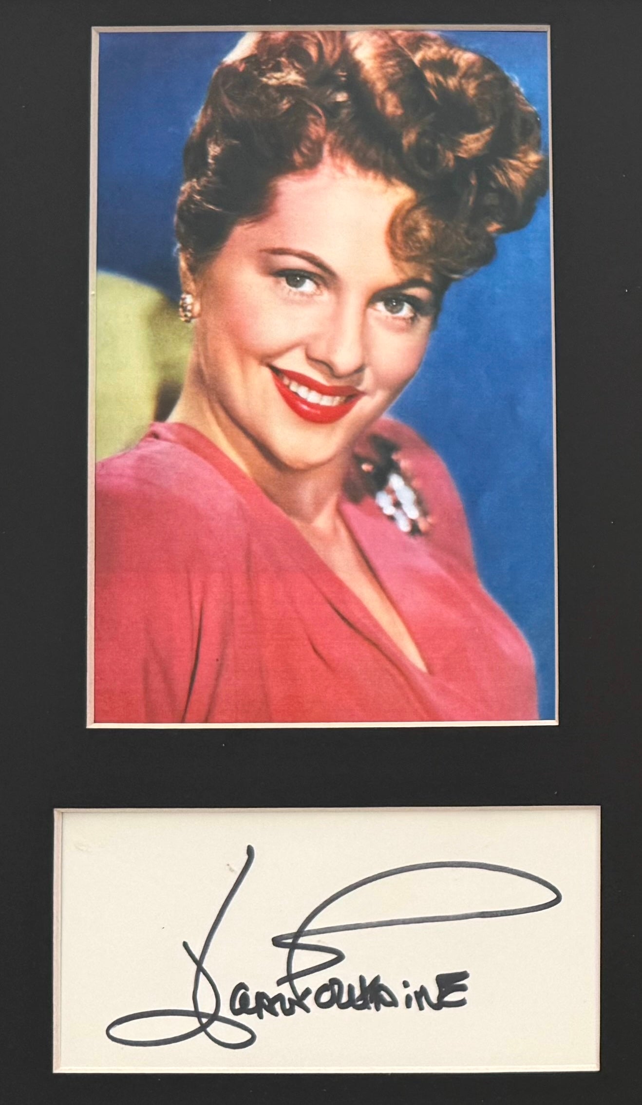 Joan Fontaine, Actress, Hand Signed Original Card and Photo Presentation & COA