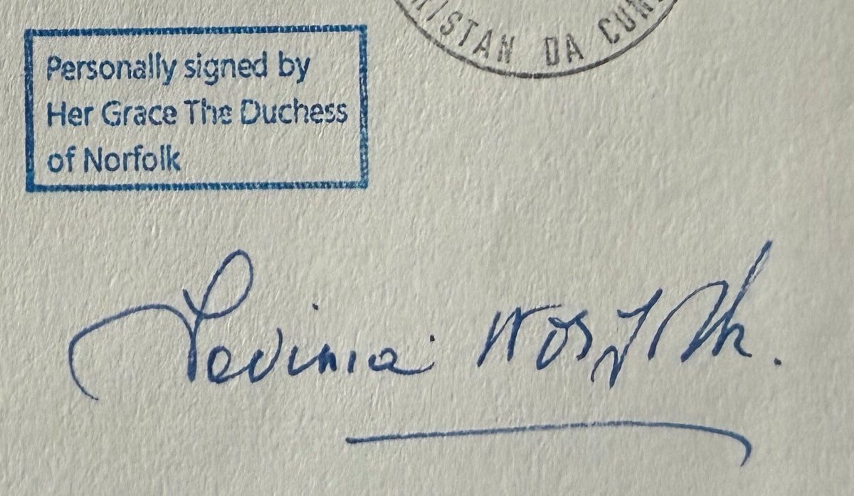 Lavinia Fitzalan-Howard, Duchess of Norfolk, Hand Signed 1986 Andrew and Fergie FDC