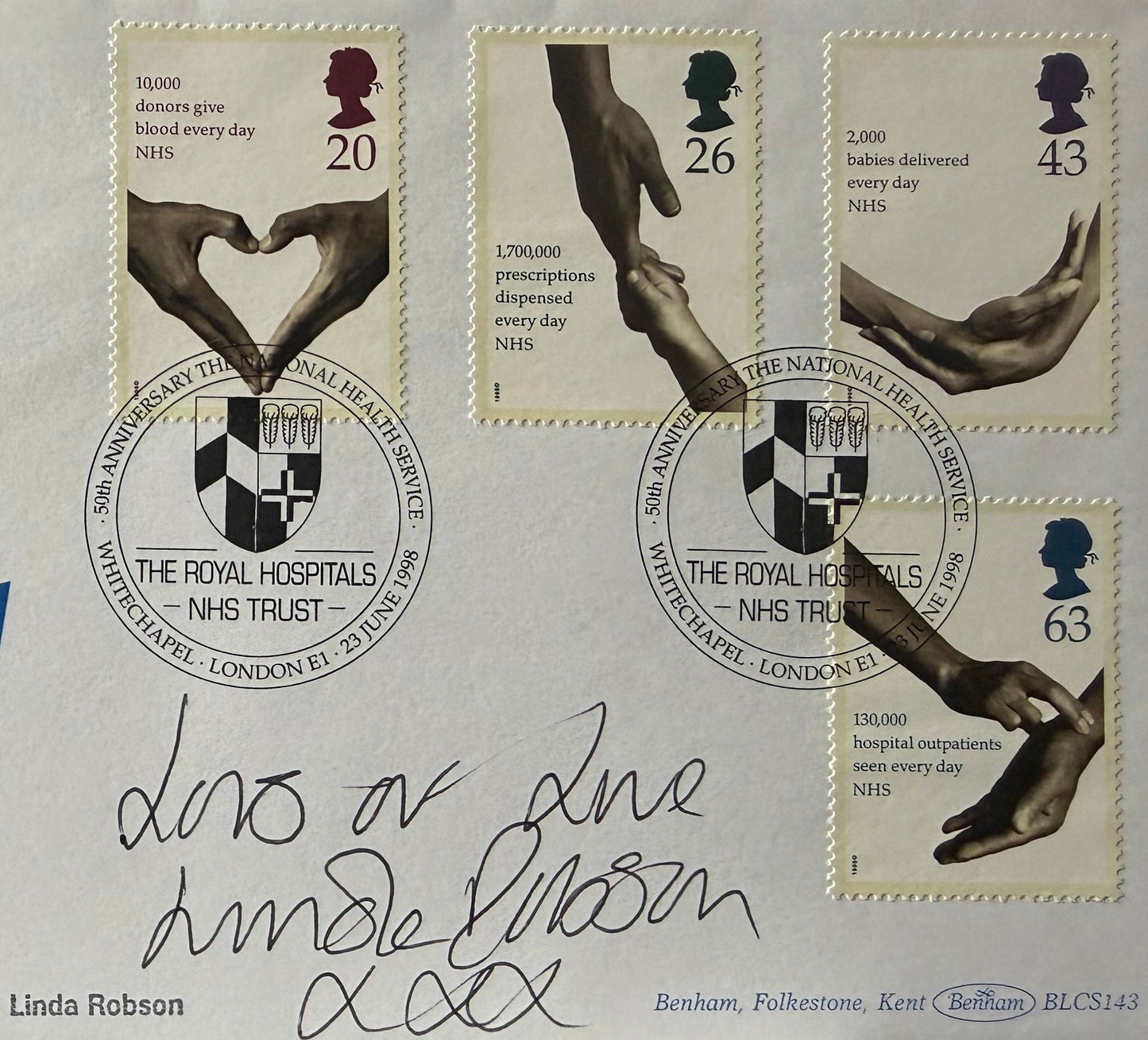 Linda Robson, Iconic British Actress, Hand Signed FDC & COA