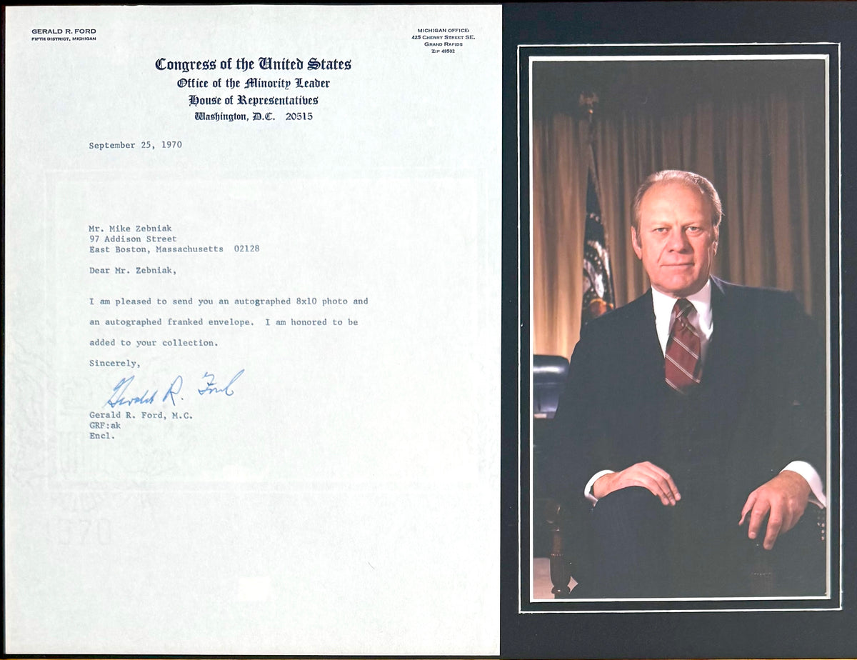 Gerald Ford, Former President, Hand Signed Letter & Photo Presentation, With COA