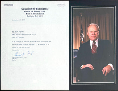 Gerald Ford, Former President, Hand Signed Letter & Photo Presentation, With COA