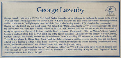 George Lazenby, Former James Bond 007, Hand Signed FDC & Photo Presentation & COA