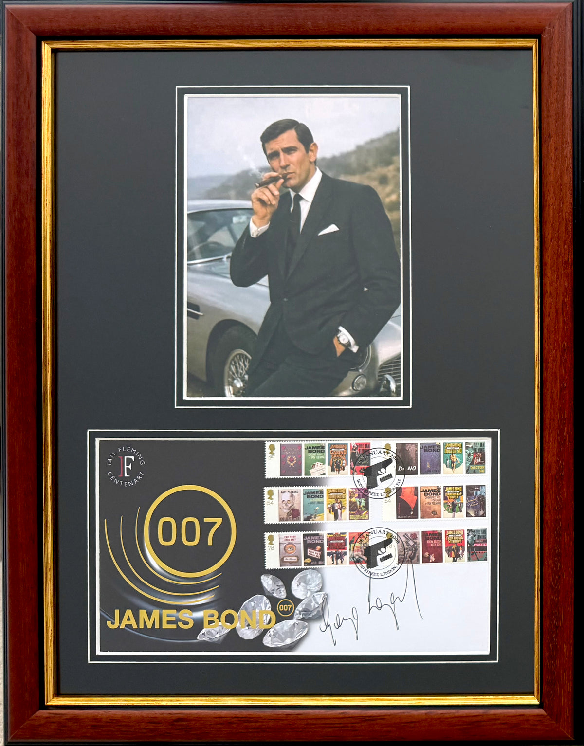 George Lazenby, Former James Bond 007, Hand Signed FDC & Photo Presentation & COA