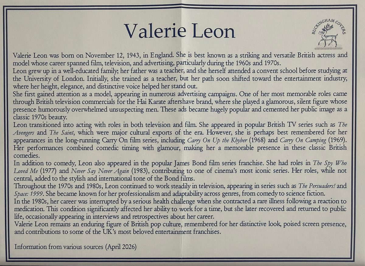 Valerie Leon, James Bond 007, Hand Signed FDC - First Day Cover - COA