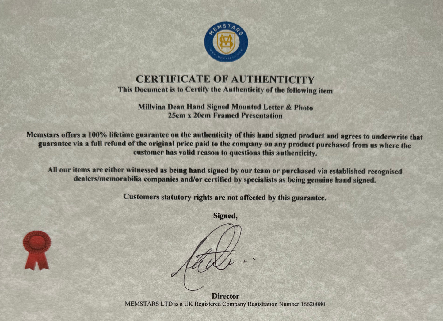 Millvina Dean, Titanic Survivor, Hand Signed Letter & Photo Presentation, With COA