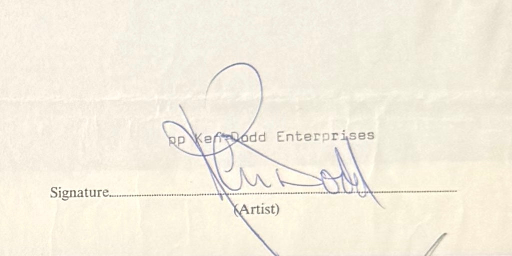 Ken Dodd, Hand Signed Framed 40cm x 30cm Original Contract & COA