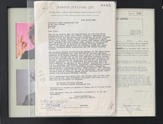 Ken Dodd, Hand Signed Framed 40cm x 30cm Original Contract & COA