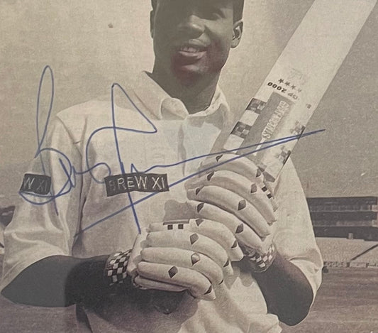 BRIAN LARA FORMER WEST INDIES CRICKETER HAND SIGNED PHOTO PRESENTATION WITH COA